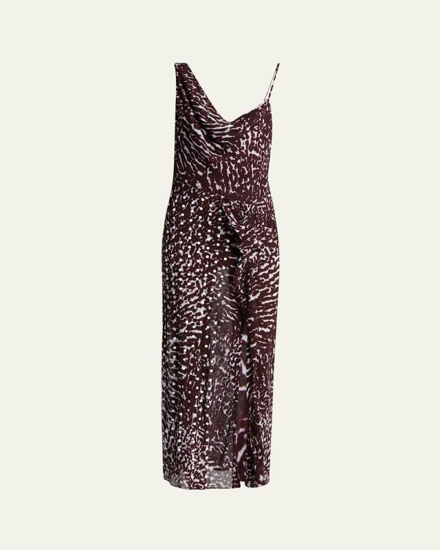 Deyon Abstract Print Draped Dress